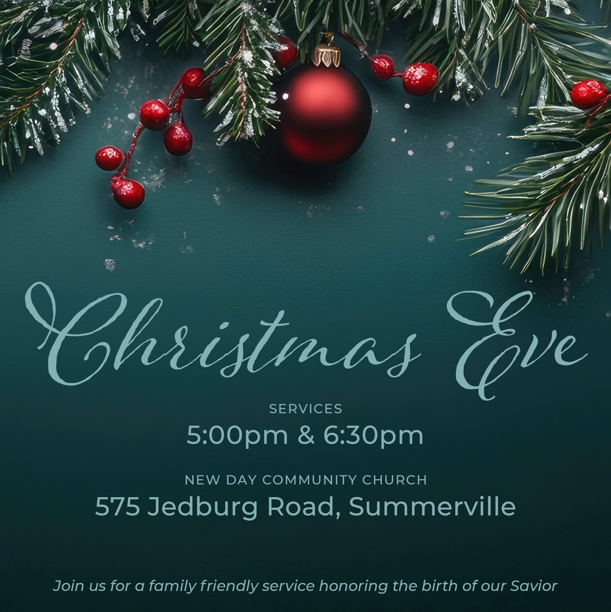 Christmas Eve at New Day Community Church 5 and 6pm